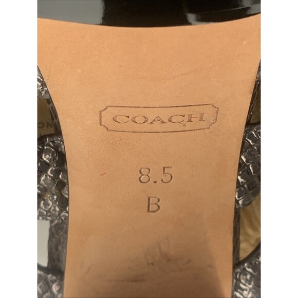 Coach Women’s Moreen Metallic Pewter Leather Y2K Vintage Heels Sandals Size 8B - Picture 12 of 13